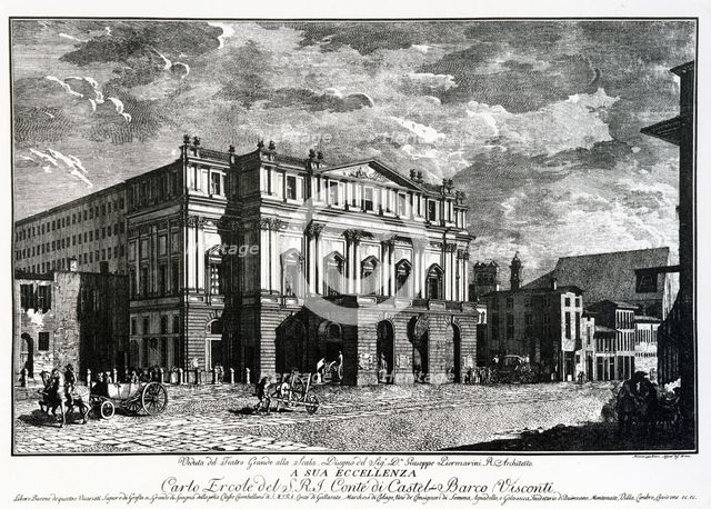 View of the Teatro Grande alla Scala, Late 18th century. Creator: Aspari, Domenico (1745-1831).