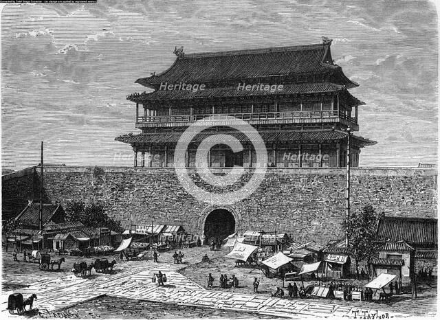 View of the Teiène-mene Door in Beijing, engraving, 1883.