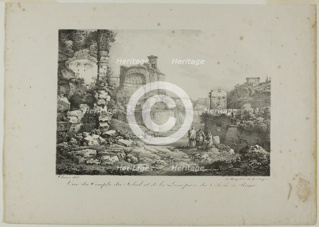 View of the Temple of the Sun and Moon from the Coliseum in Rome, 1817. Creator: Claude Thiénon.