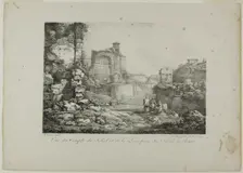 View of the Temple of the Sun and Moon from the Coliseum in Rome, 1817. Creator: Claude Thiénon
