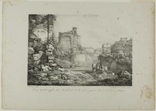 View of the Temple of the Sun and Moon from the Coliseum in Rome, 1817. Creator: Claude Thiénon