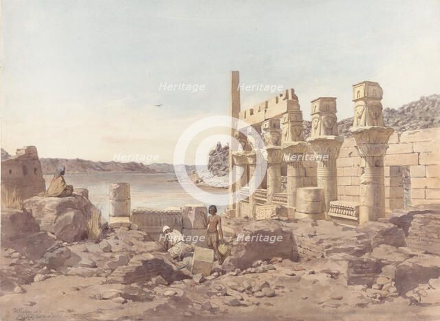 View of the temple ruins at Philae near Aswan, 1859. Creator: Willem de Famars Testas.