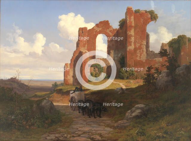 View of the Terme di Caracalla in Rome, 1845. Creator: Thorald Lessoe.