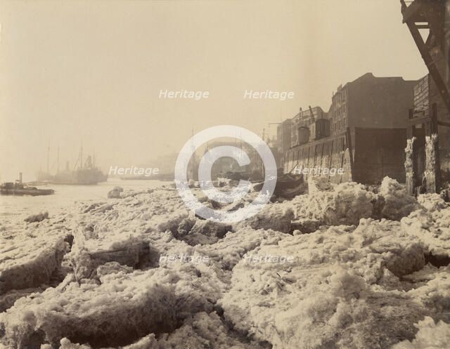 View of the Thames above Limehouse, London, during the frost of February 1895. Artist: Unknown