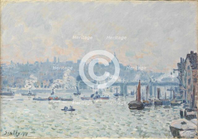 View of the Thames: Charing Cross Bridge , 1874.