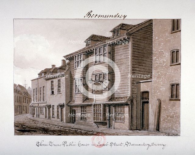 View of the Three Tuns public house on Jacob Street, Bermondsey, London, 1828. Artist: John Chessell Buckler
