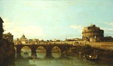 View of the Tiber in Rome with the Castel Sant'Angelo, 1743 or 1744. Creator: Bernardo Bellotto