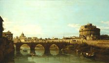 View of the Tiber in Rome with the Castel Sant'Angelo, 1743 or 1744. Creator: Bernardo Bellotto
