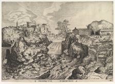 View of the Tiber (Tivoli) (Prospectus Tyburtinus) from The Large Landscapes, ca. 1555-56. Creator: Johannes van Doetecum I