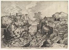 View of the Tiber (Tivoli) (Prospectus Tyburtinus) from The Large Landscapes, ca. 1555-56. Creator: Johannes van Doetecum I