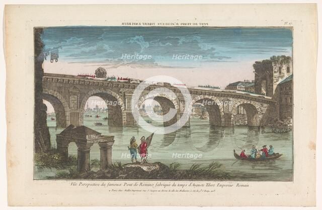 View of the Tiberius bridge over the river Marecchia in Rimini, before 1744-after 1760. Creator: Anon.