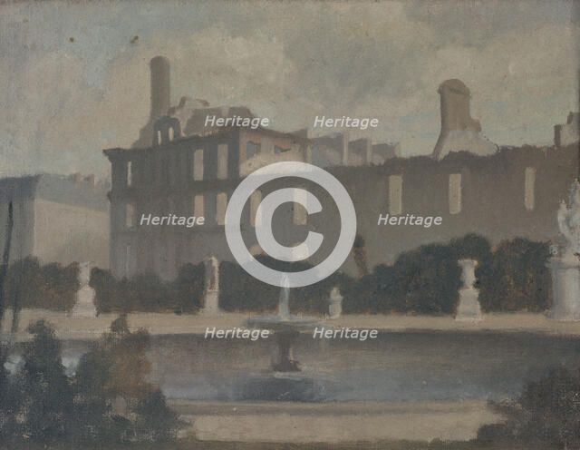 View of the Tuileries Palace, after the fire in the commune: the Marsan pavilion and..., c1880. Creator: Unknown.