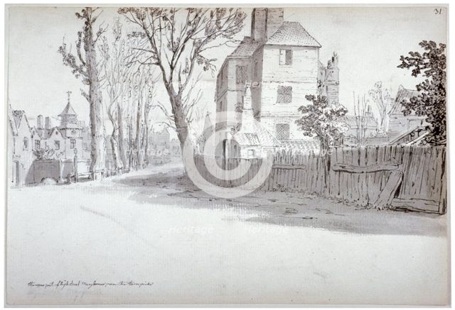 View of the upper part of St Marylebone High Street and the turnpike, London, 1772. Artist: Samuel Hieronymus Grimm   