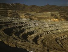 View of the Utah Copper Company open-pit mine workings at Carr Fork...Bingham Canyon, Utah, 1942. Creator: Andreas Feininger