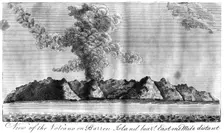 View of the volcano on Barren Island Andaman Islands, 1799