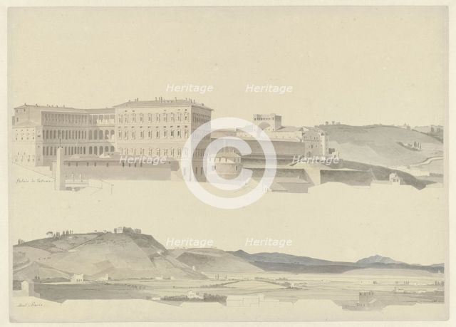 View of the Vatican Palaces and of the Monte Mario, c.1809-c.1812. Creator: Josephus Augustus Knip.