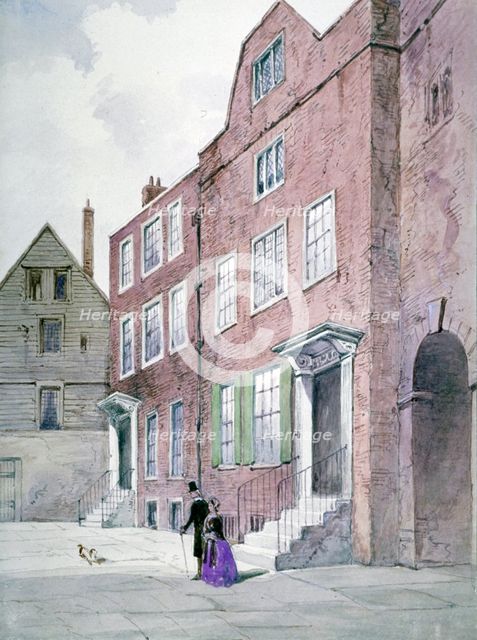 View of the Vicar General's Office, Bell Yard, Knightrider Street, City of London, 1841. Artist: Frederick Napoleon Shepherd