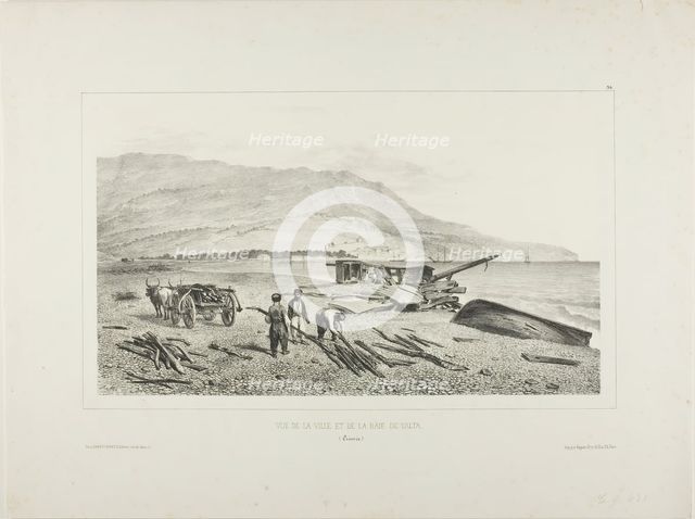 View of the Village and Bay of Yalta, Crimea, August 15, 1837, 1840. Creator: Auguste Raffet.