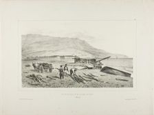 View of the Village and Bay of Yalta, Crimea, August 15, 1837, 1840. Creator: Auguste Raffet