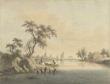 View of the village of Elst on the Maas, 1758-1815. Creator: Nicolaas Wicart