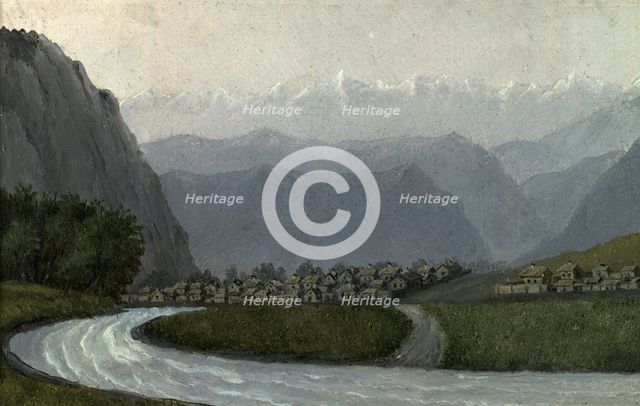 View of the village of Korgonskaya on the left bank of the Charysh. Squirrels Khazinsky...,1850-1899 Creator: Pavel Mikhailovich Kosharov.