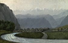 View of the village of Korgonskaya on the left bank of the Charysh. Squirrels Khazinsky...,1850-1899 Creator: Pavel Mikhailovich Kosharov