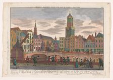 View of the Vismarkt in Utrecht, seen towards the town hall and the Dom tower, 1742-1801. Creator: Georg Gottfried Winckler
