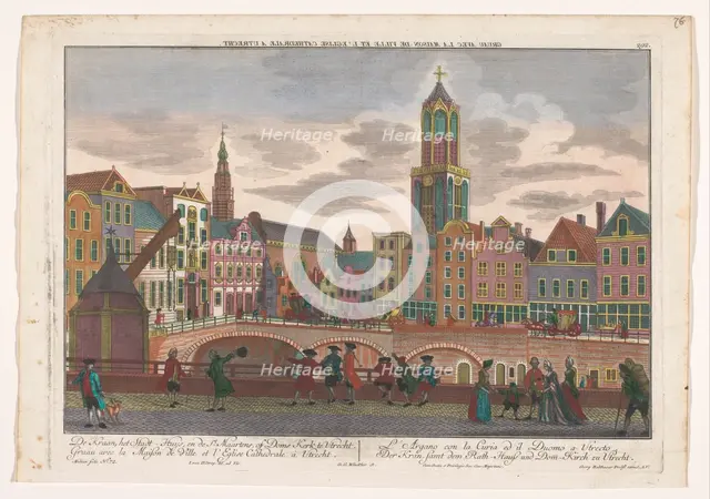 View of the Vismarkt in Utrecht, seen towards the town hall and the Dom tower, 1742-1801. Creator: Georg Gottfried Winckler.