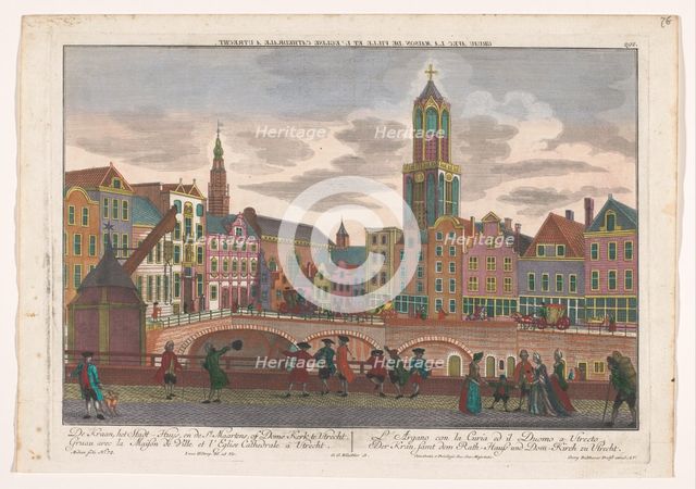 View of the Vismarkt in Utrecht, seen towards the town hall and the Dom tower, 1742-1801. Creator: Georg Gottfried Winckler.
