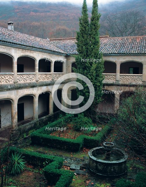 View of the Yuste monastery cloister in Extremadura.