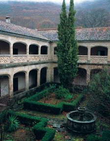 View of the Yuste monastery cloister in Extremadura