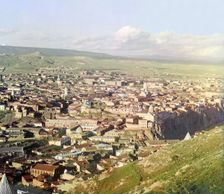 View of Tiflis from Botanic mountain, between 1905 and 1915. Creator: Sergey Mikhaylovich Prokudin-Gorsky