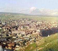 View of Tiflis from Botanic mountain, between 1905 and 1915. Creator: Sergey Mikhaylovich Prokudin-Gorsky