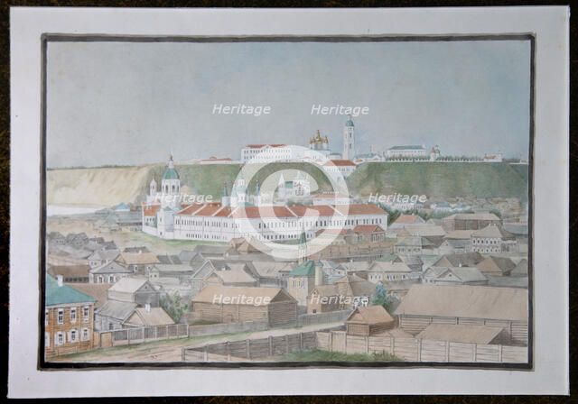 View of Tobolsk, 1850s. Artist: Znamensky, Mikhail Stepanovich (1833-1892)