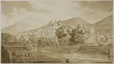 View of Town Overlooking River, n.d. Creator: Unknown