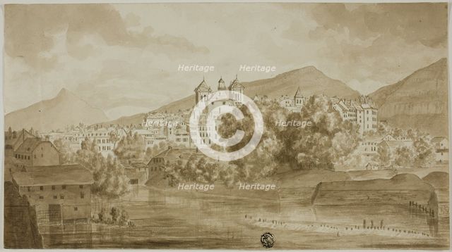View of Town Overlooking River, n.d. Creator: Unknown.
