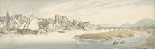 View of town on a river (Carwitham Castle), 1775-1827. Creator: Thomas Rowlandson