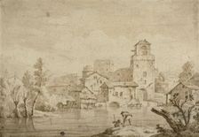 View of Town Beside River, n.d. Creator: Marco Ricci