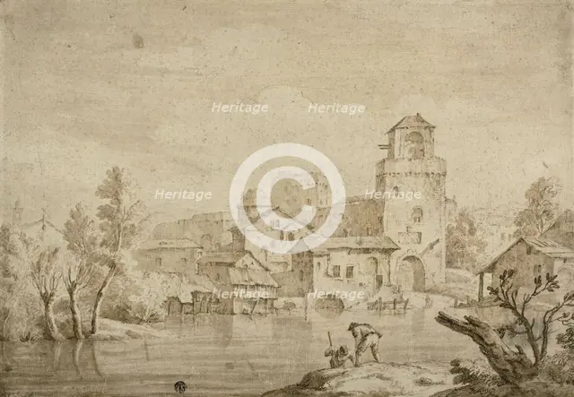 View of Town Beside River, n.d. Creator: Marco Ricci.