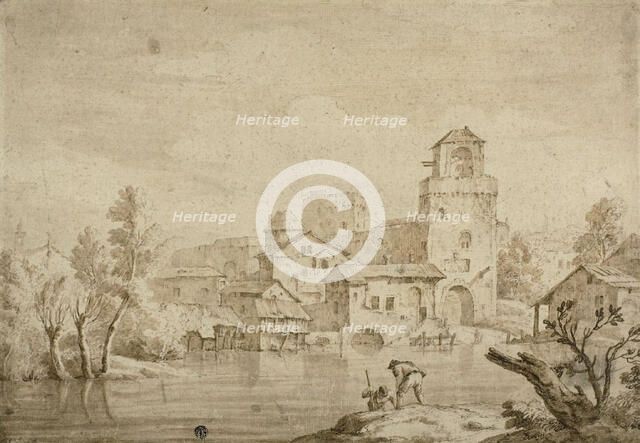 View of Town Beside River, n.d. Creator: Marco Ricci.