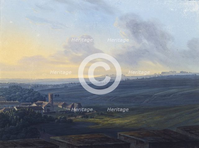 View of Tsarskoye Selo from the White Tower, after 1826. Artist: Zhukovsky, Vasily Andreyevich (1783-1852)