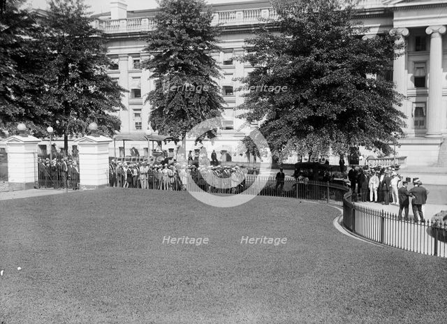 View of Treasury Building from East Entrance of White House, Washington, D.C., between 1910 and 1917 Creator: Harris & Ewing.
