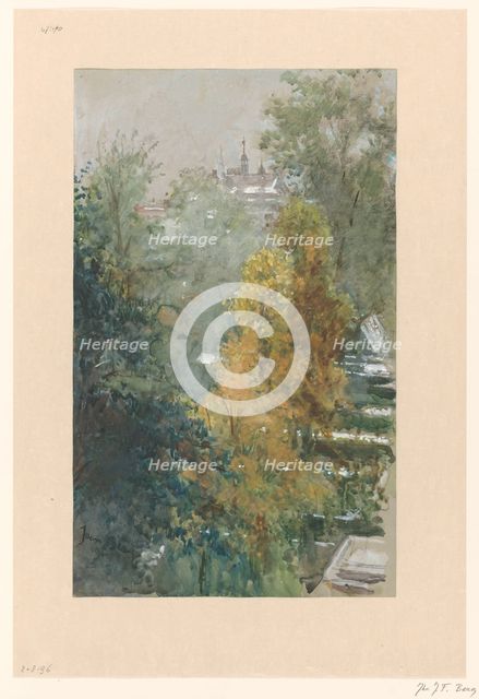 View of trees and buildings, 1919. Creator: Joan Frans Berg.