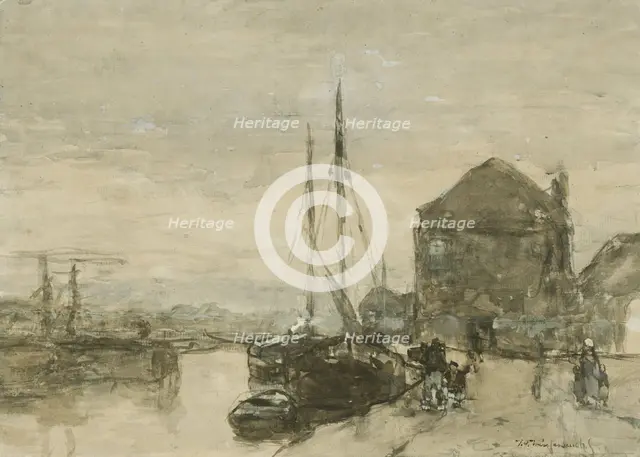 View of Turfmarkt and Eendjespoort in Haarlem, after 1865. Creator: Jan Hendrik Weissenbruch.