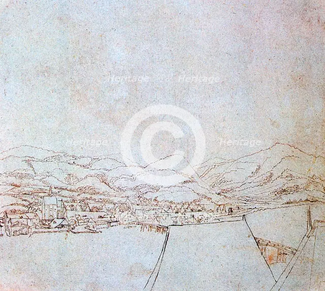 'View of Urfahr', c1510-1553. Artist: Wolf Huber