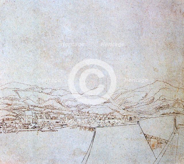 'View of Urfahr', c1510-1553. Artist: Wolf Huber