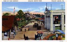 View of Vast Midway, Willow Grove Park, Willow Grove, Pennsylvania, USA, 1940