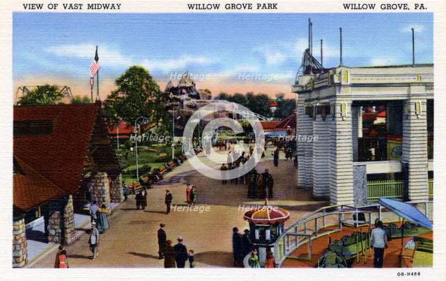 View of Vast Midway, Willow Grove Park, Willow Grove, Pennsylvania, USA, 1940. Artist: Unknown