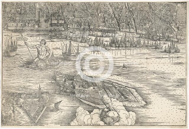 View of Venice [lower center block], 1500. Creator: Jacopo de' Barbari.