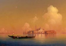 View of Venice with San Giorgio Maggiore and gondola, 1851. Creator: Aivazovsky, Ivan Konstantinovich (1817-1900)